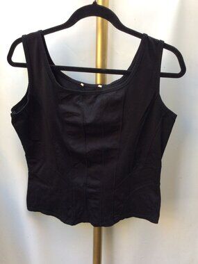 Structured Black Corset Top Minimalist Bodice Polyamide Elastane Blend M L